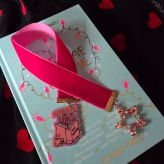 Hot pink 'busy reading' velvet bookmark