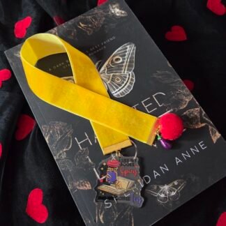 Bright yellow 'books spice/coffee icy' velvet bookmark