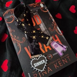 Midnight black 'SINNER' velvet bookmark